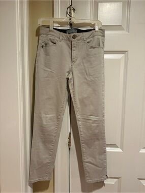Wit & Wisdom Women’s Size 6 Taupe Ankle Pants Slim Straight Leg Slit Hem